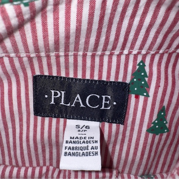 The Children's Place Red White Striped Button Down Shirt Boys Kids Size 5/6 - Picture 3 of 3